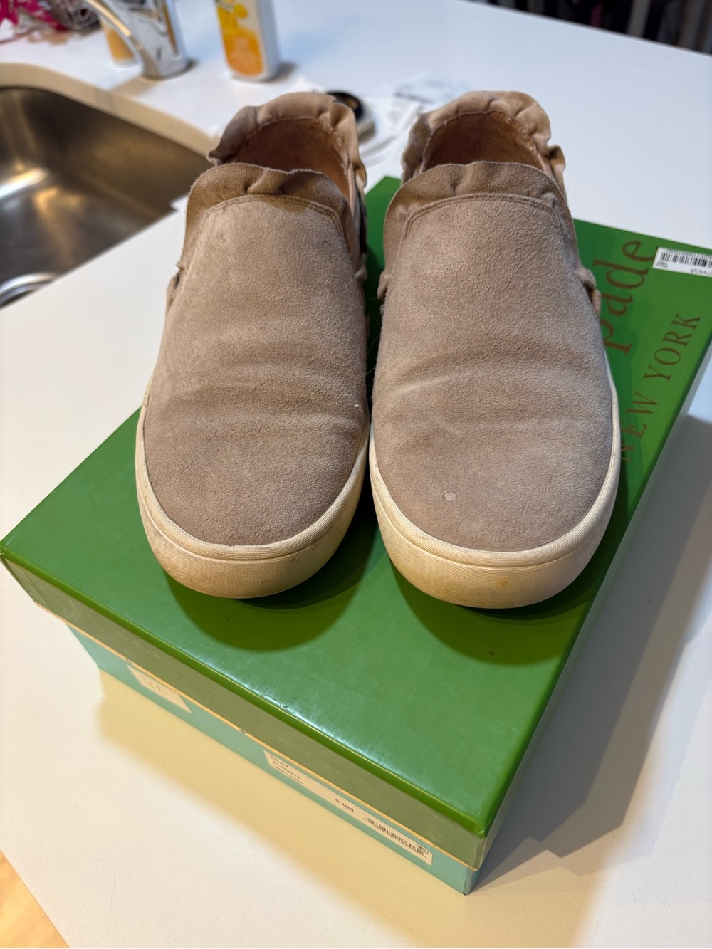 kate spade Beige Suede Slip-On Sneakers
